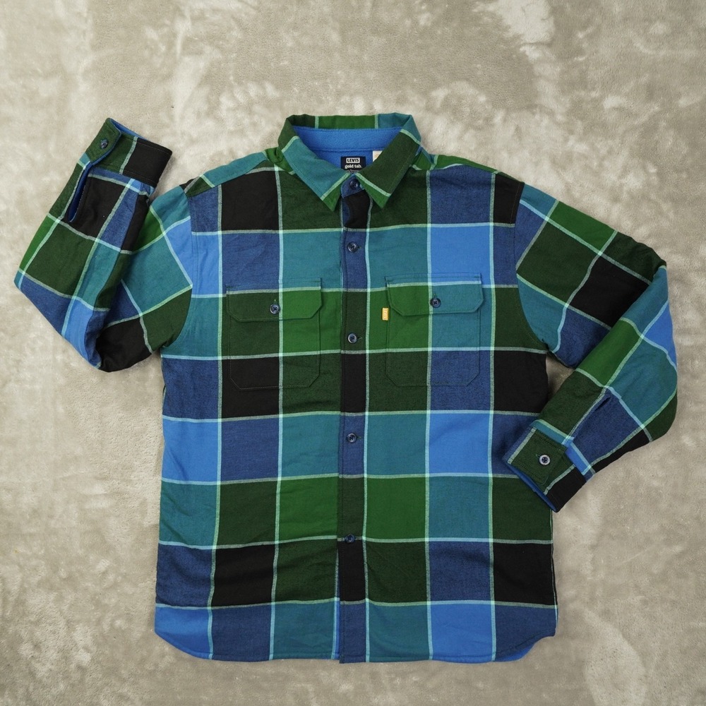 Levi's Gold Tab Jackson Flannel Fleece Lined Jacket Men's Small Plaid Shacket - Picture 1 of 10